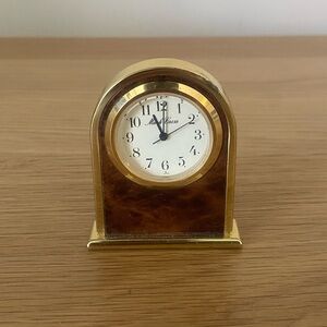 Mark Cross Classic Gold and Brown Desk Clock